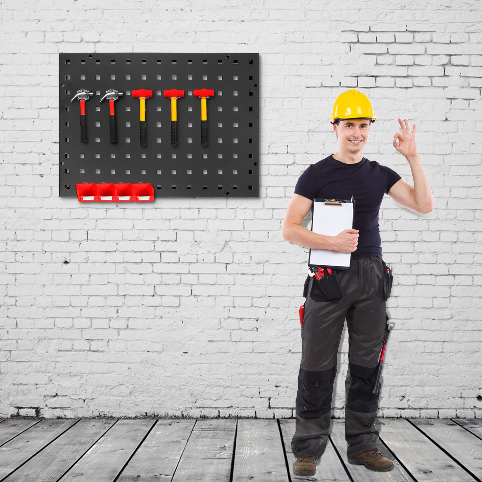 Workshop Tools Storage - Square Hole Pegboard Steel Thickened Cold