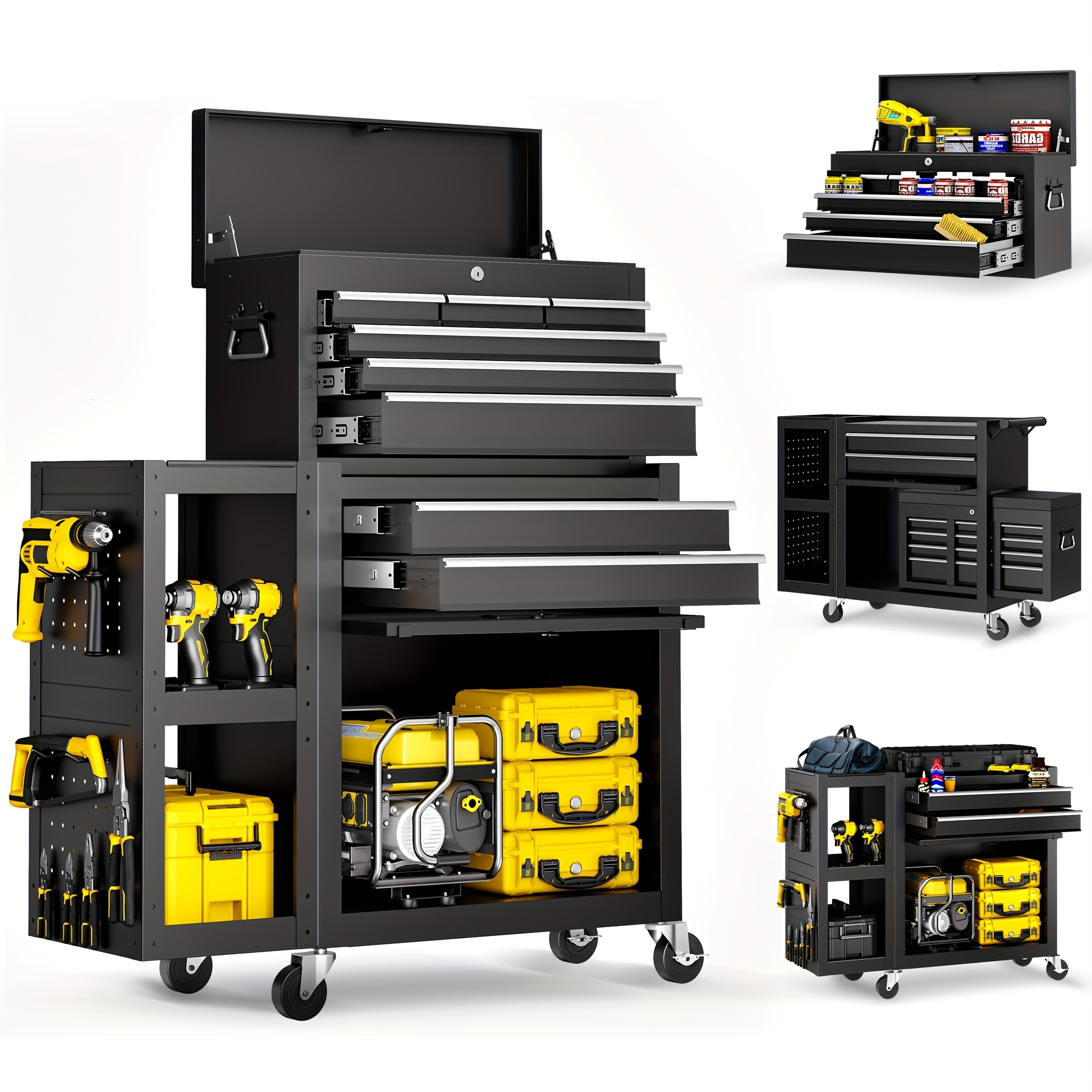 Workshop Tools Storage - 5/8-Drawer Rolling Tool Storage Cabinet with