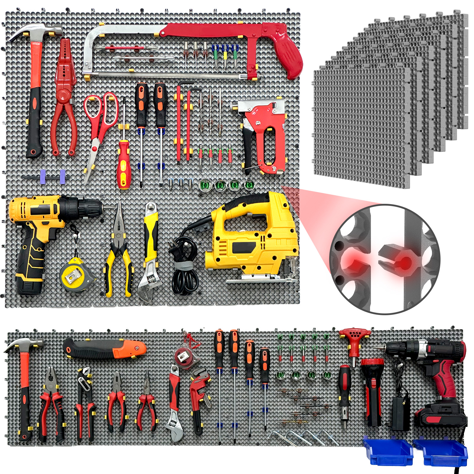 Workshop Tools Storage - Plastic Pegboard Wall Organizer Kit, 6